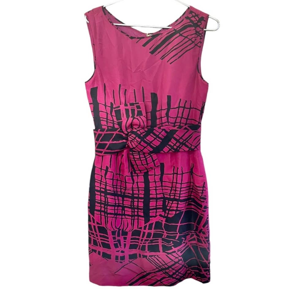 Kate Spade Abstracf Pink Black Bow Sleeveless Dress Size 4 - Premium from Kate Spade - Just $119.0! Shop now at Finds For You