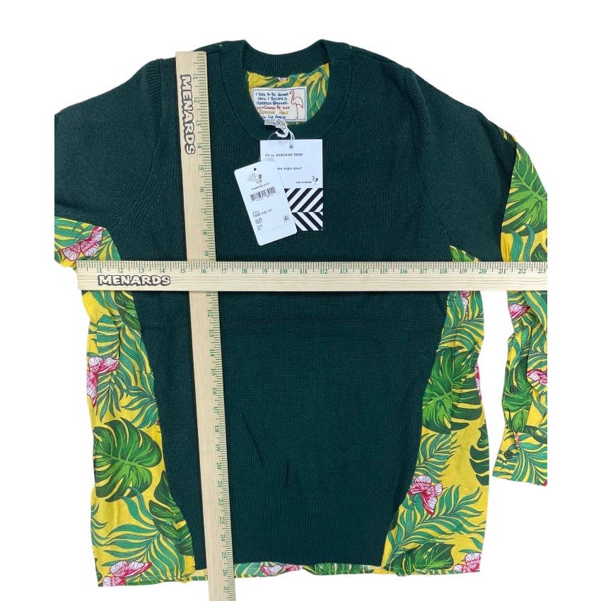 Sandrine Rose Mixed Media Tropical Print Wool Sweater Knit Oversized XS New - Premium from Sandrine Rose - Just $89.00! Shop now at Finds For You