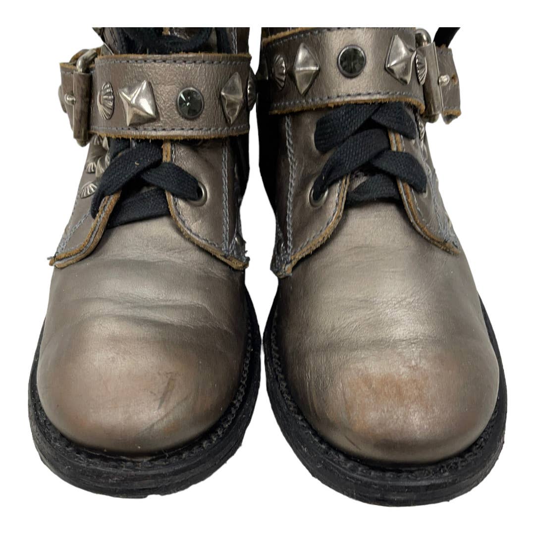 ASH Metallic Ryanna Metallic Studded Biker Boots Booties Size 39 9 $385 - Premium from Ash - Just $165.0! Shop now at Finds For You