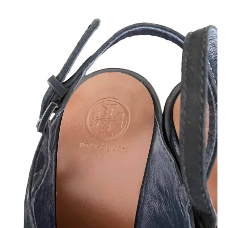 Tory Burch Gabrielle 100mm Wedge Heels Sandals Shoes Size 7.5 Blue - Premium from Tory Burch - Just $119.00! Shop now at Finds For You