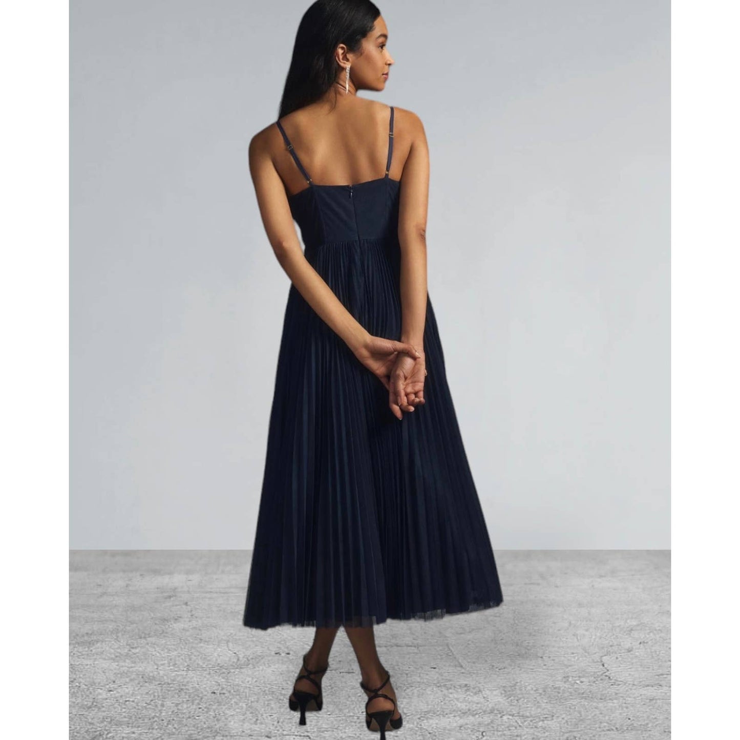 Anthropologie Hutch Pleated Sweetheart Midi Dress Plus Size 20 Navy New - Premium from Anthropologie - Just $199.00! Shop now at Finds For You
