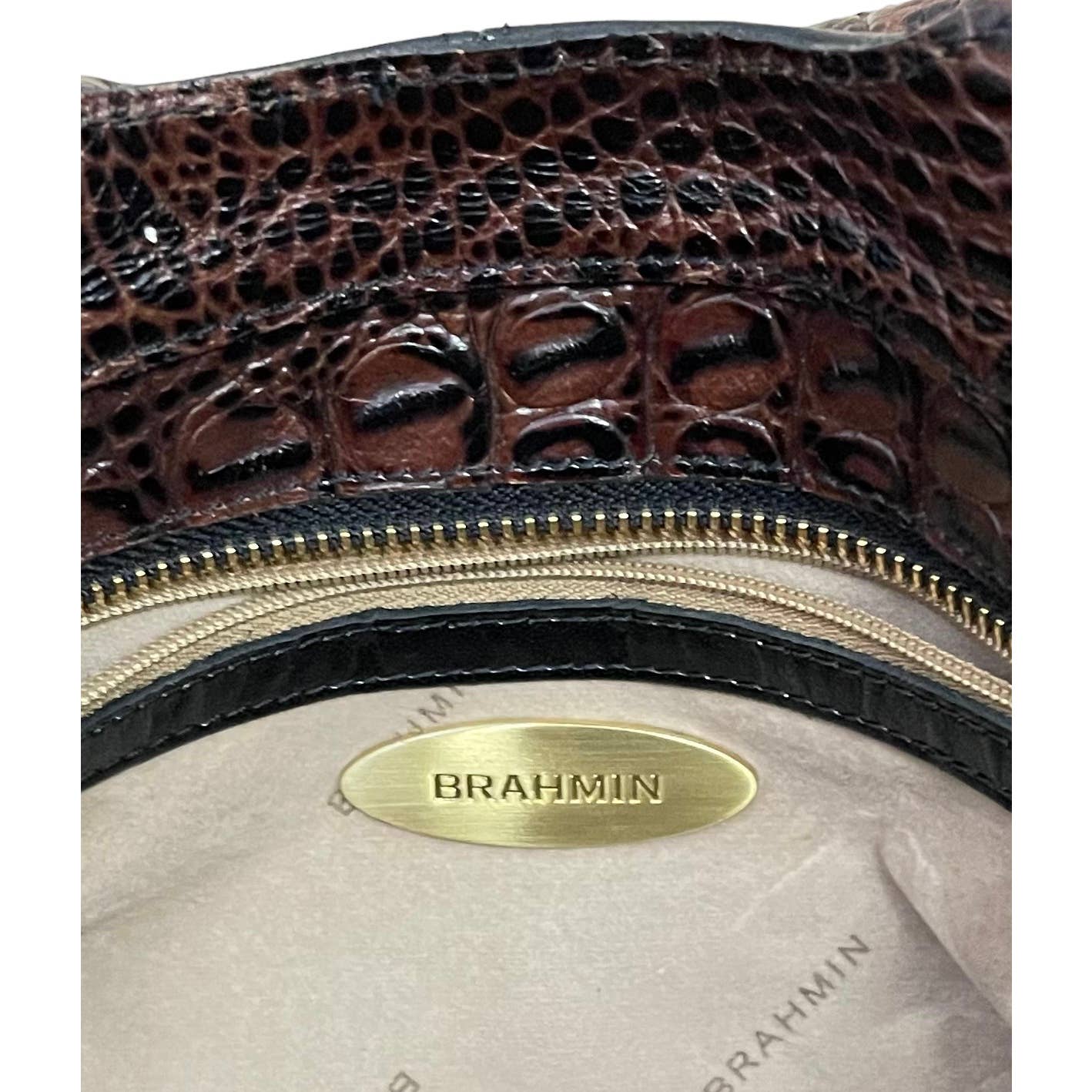 Brahmin Elisa Satchel Handbag Purse Leather Black Brown - Premium from Brahmin - Just $279.0! Shop now at Finds For You