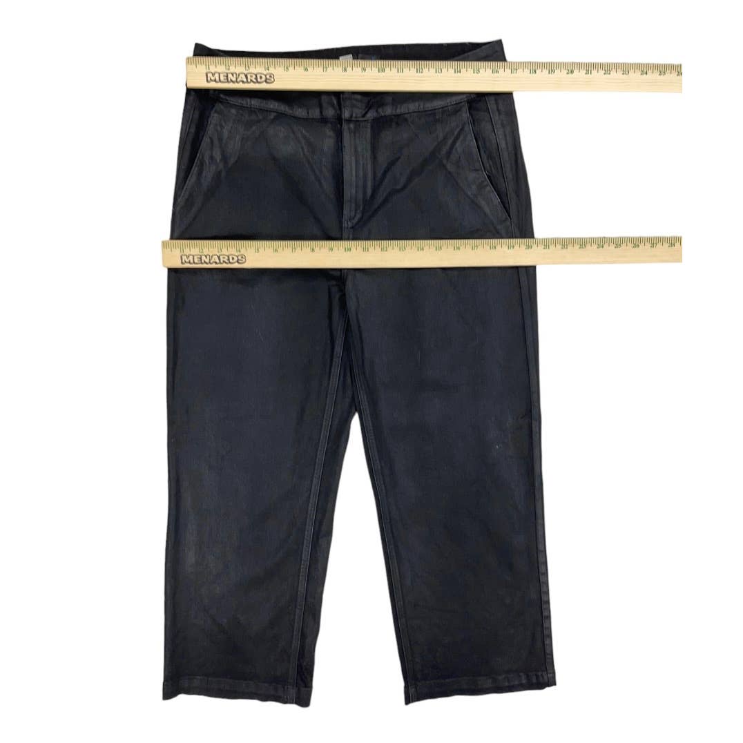 Paige Nellie Black Fog Luxe Cropped Wide Leg Jeans Pants Size 32 Coated - Premium from PAIGE - Just $199.0! Shop now at Finds For You