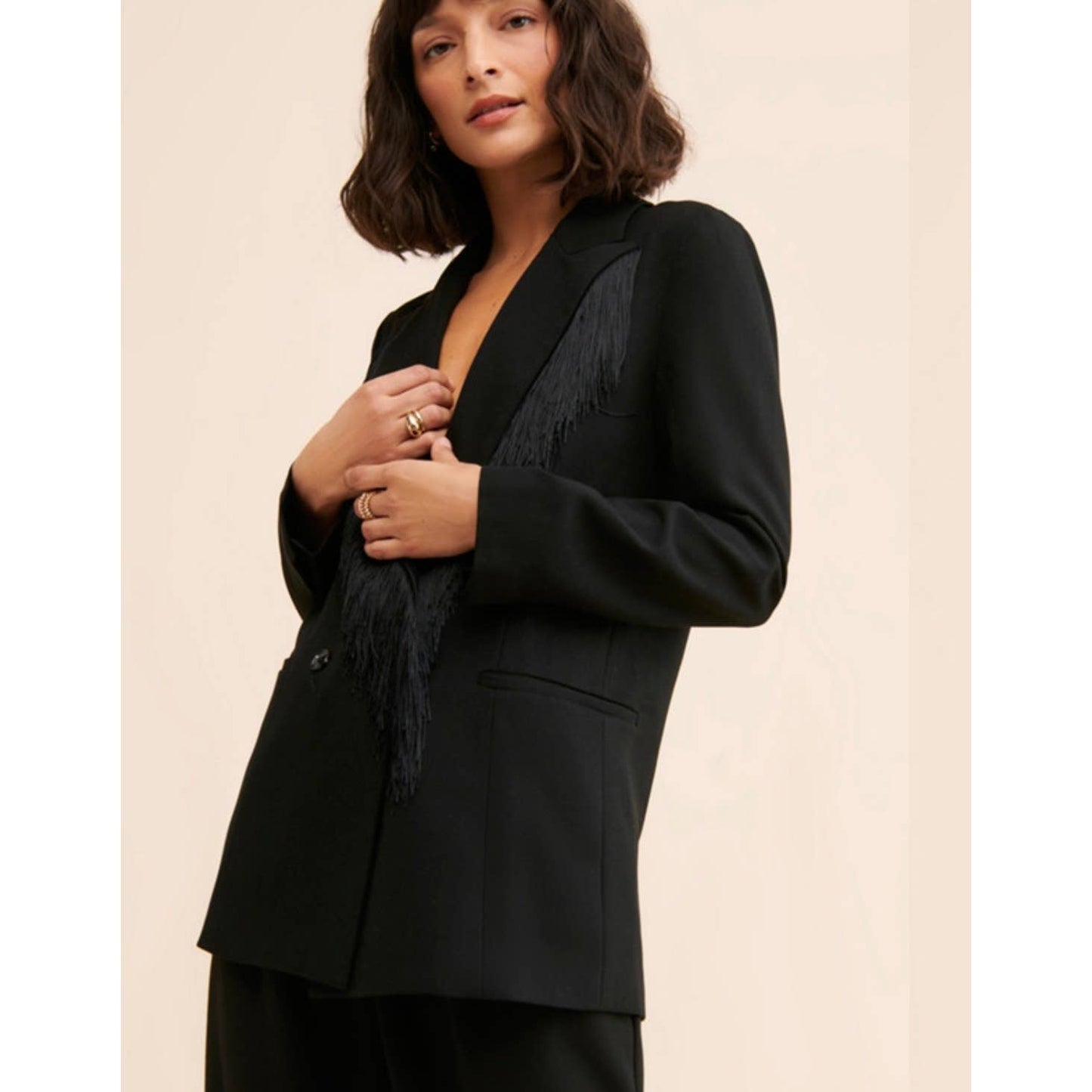 Anthropologie Hutch Fringe Double Breasted Blazer Black Size S - Premium  from Anthropologie - Just $229.0! Shop now at Finds For You