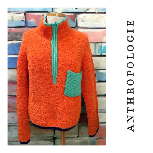 Anthropologie Sherpa Half Zip Colorblock Patch Pocket Size L - Premium  from Anthropologie - Just $139.00! Shop now at Finds For You