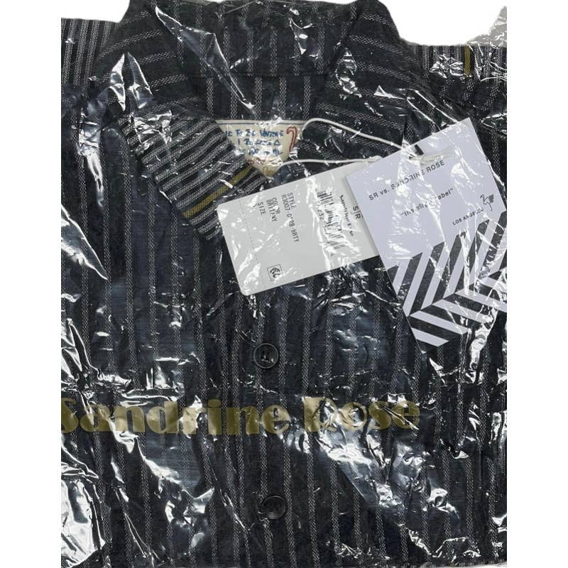 Free People x Sandrine Rose Striped Patchwork Button Down Shirt Size S Black - Premium from Free People - Just $89.00! Shop now at Finds For You