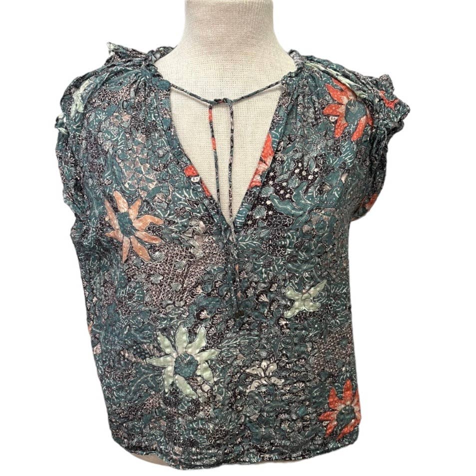 Ulla Johnson Cotton Blend Floral Flutter Dara Top Blouse Size 8 - Premium from Ulla Johnson - Just $139.0! Shop now at Finds For You