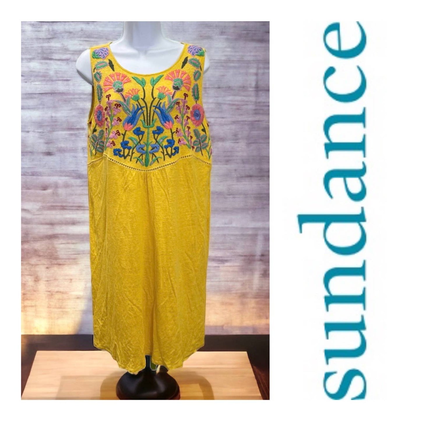 Sundance Sintra Dreams Embroidered Chemise Dress Linen Size M - Premium from Sundance - Just $59.0! Shop now at Finds For You