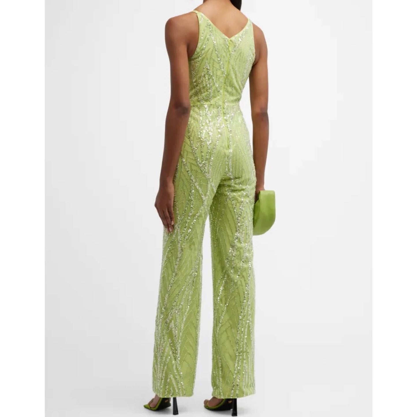 Dress The Population Black Label Charlie Deep V Neck Sequin Jumpsuit S - Premium from Dress The Population - Just $199.0! Shop now at Finds For You