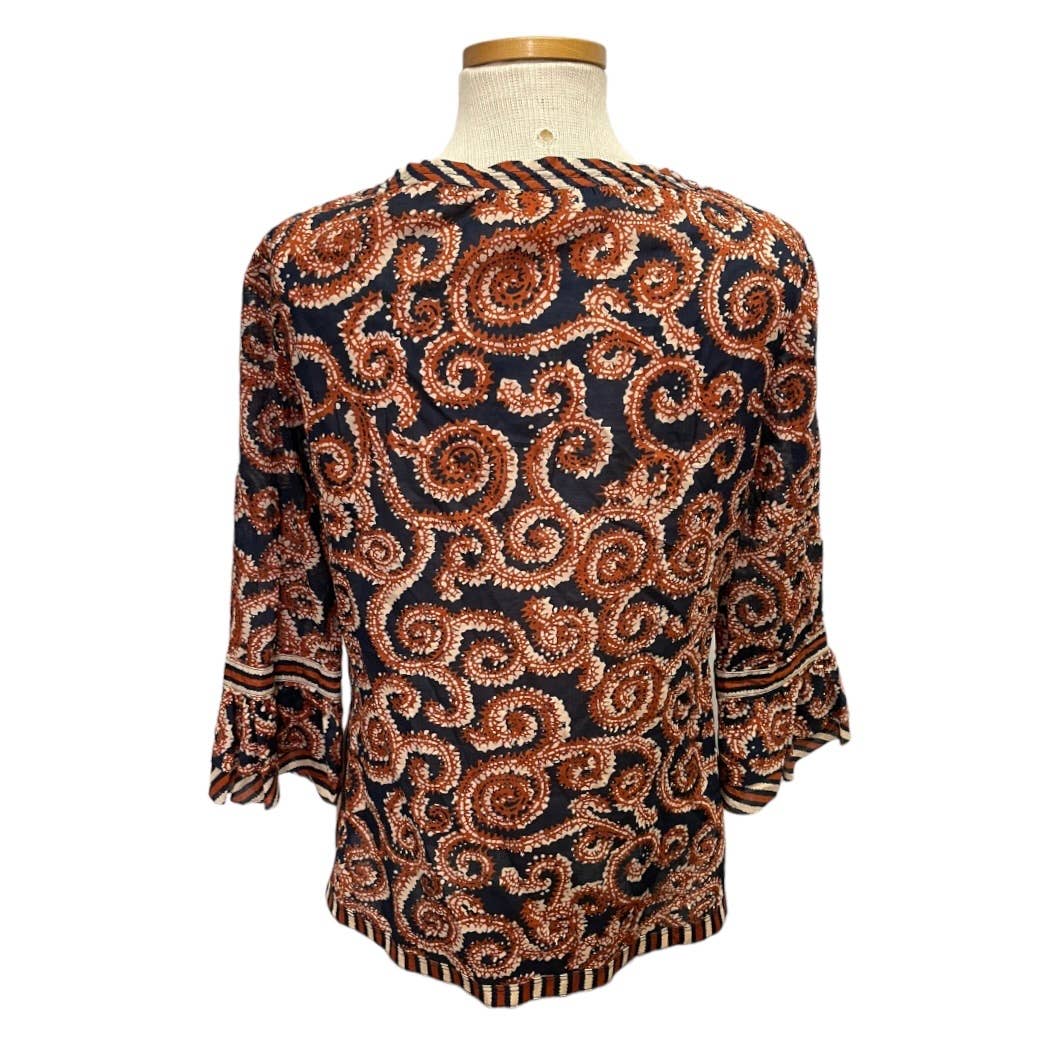Tory Burch Gwenna Tunic Keyhole Ruffle Tunic Top Blouse Size 8 - Premium from Tory Burch - Just $99.0! Shop now at Finds For You