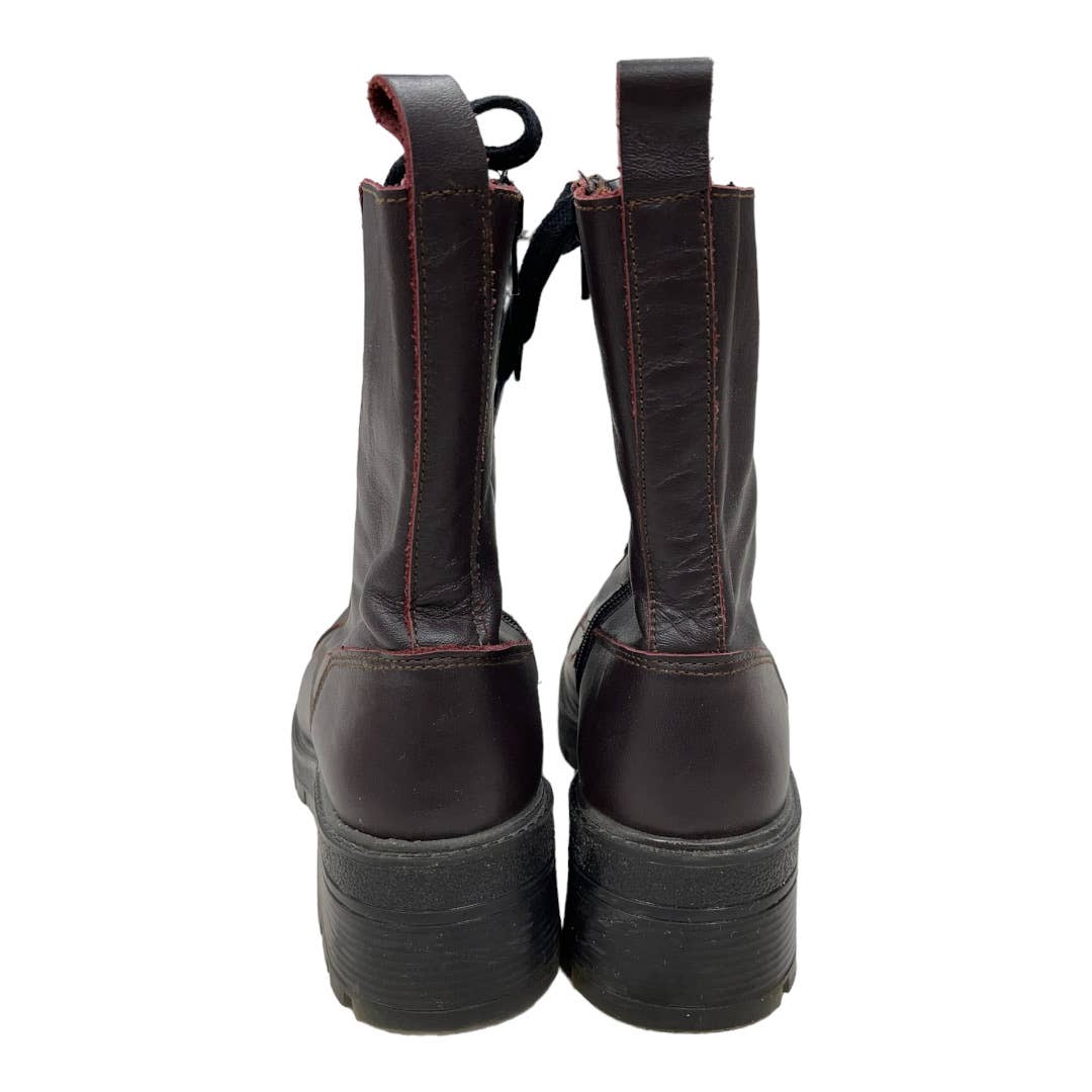 Zara Burgundy Leather Lug Sole Combat BootsSize 38 EU New - Premium from ZARA - Just $119.0! Shop now at Finds For You