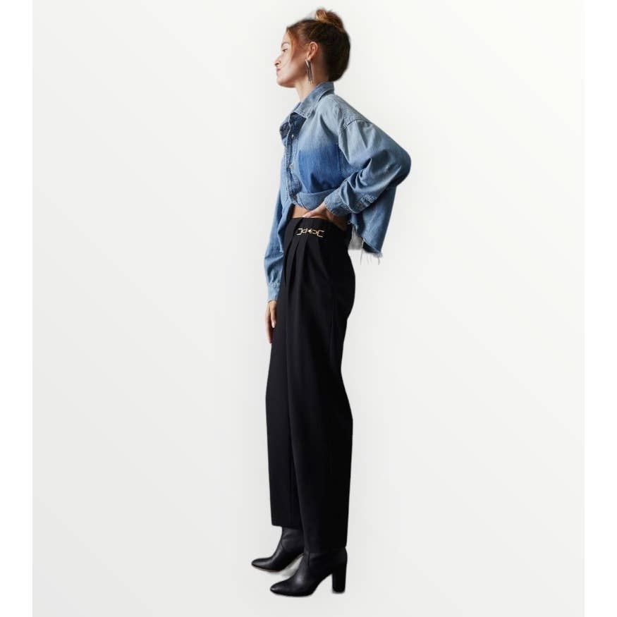 Anthropologie Exquise Straight Leg Trousers Pants Size XL Black New - Premium from Anthropologie - Just $119.0! Shop now at Finds For You