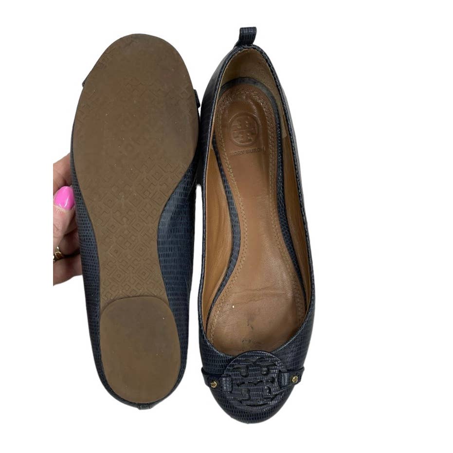 Tory Burch Mini Miller Ballet Flats Shoes Size 8.5 Navy Leather - Premium from Tory Burch - Just $149.0! Shop now at Finds For You