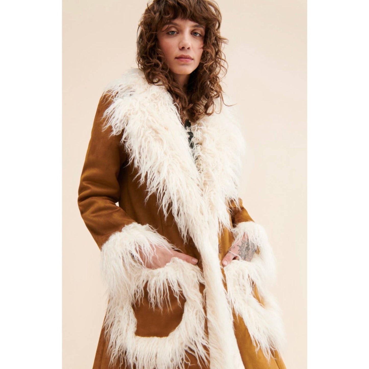 Anthropologie Hutch Faux Fur Trimmed Coat Jacket Size M Tan Cream - Premium from Anthropologie - Just $299.0! Shop now at Finds For You