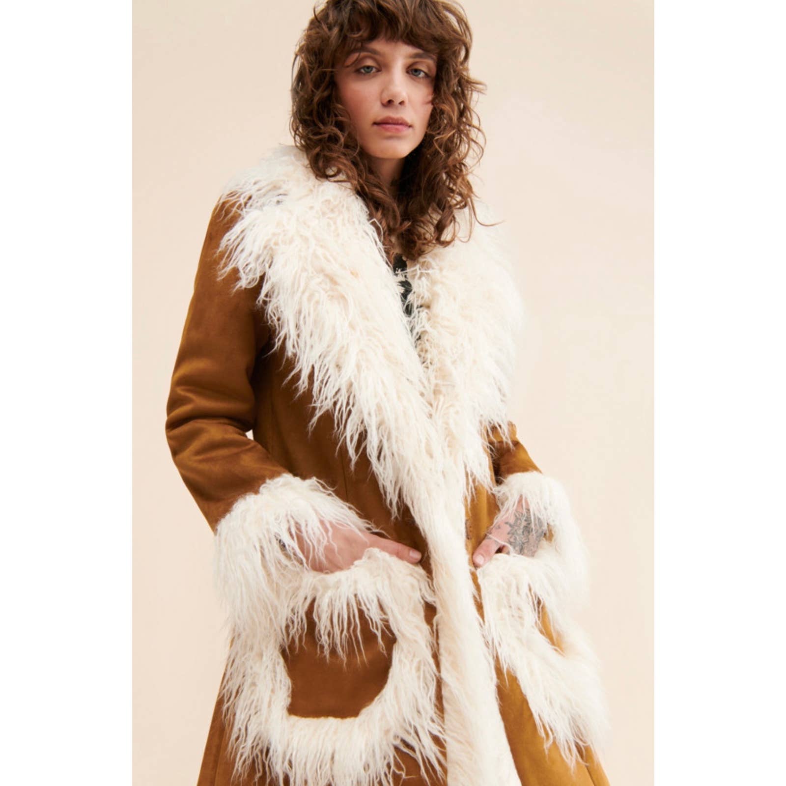 Anthropologie Hutch Faux Fur Trimmed Coat Jacket Size M Tan Cream - Premium  from Anthropologie - Just $299.0! Shop now at Finds For You