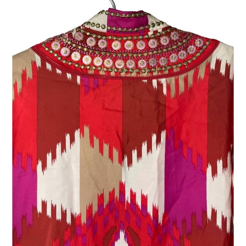 Tory Burch Ikat Iveta Embellished Silk Tunic Top Size 8 Red New - Premium from Tory Burch - Just $129.0! Shop now at Finds For You