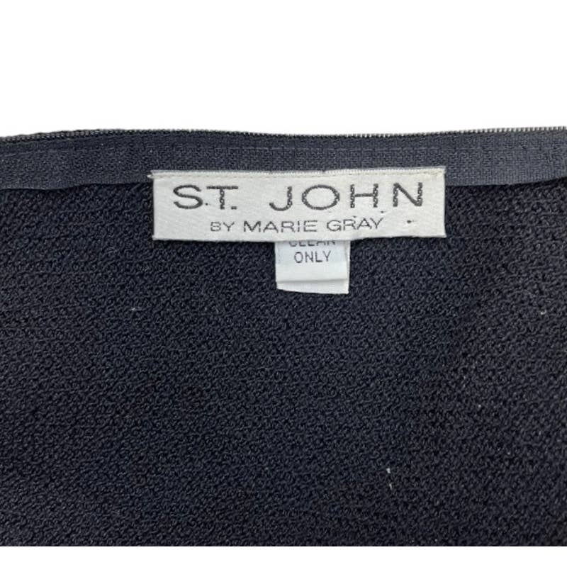 Vintage 90’s St. John Marie Gray Santana Knit Leather Trim Dress Size 12 - Premium from St. John - Just $199.00! Shop now at Finds For You