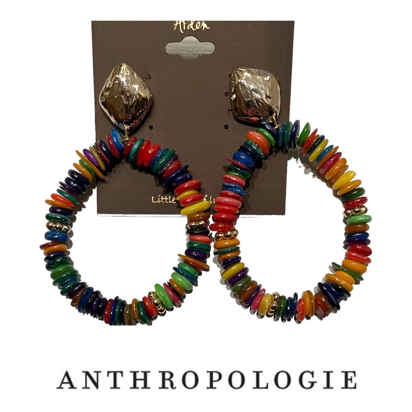 Anthropologie Arden Rainbow Disc Earrings Jewelry Bohemian Hoop New - Premium from Anthropologie - Just $48.00! Shop now at Finds For You