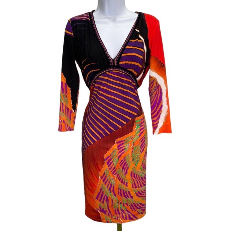 Roberto Cavalli Patterned Abstract Bodycon Dress Size 42 IT 6 US - Premium from Roberto Cavalli - Just $199.00! Shop now at Finds For You