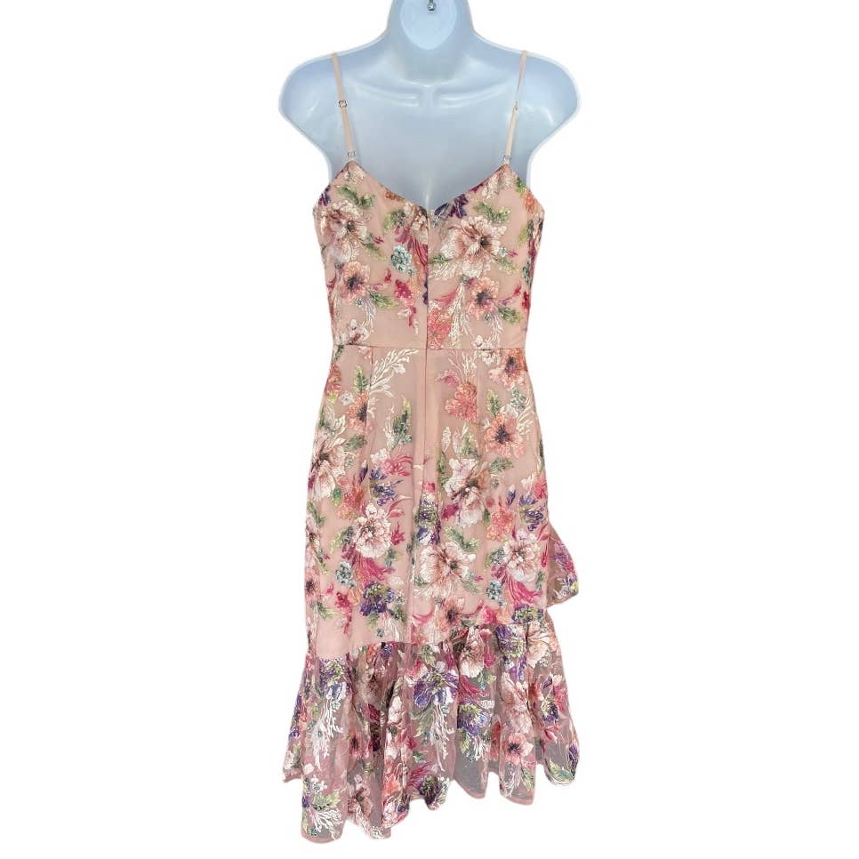 Dress The Population Chiffon Embroidered Ruffle Midi Dress Size S New - Premium from Dress The Population - Just $179.0! Shop now at Finds For You