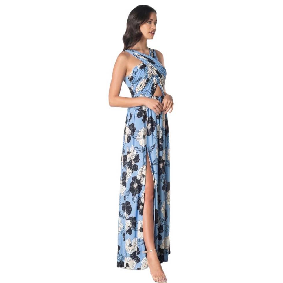 Dress The Population Rose Floral Maxi Dress Gown Size S Blue - Premium from Dress The Population - Just $189.0! Shop now at Finds For You