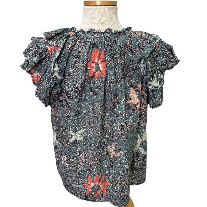 Ulla Johnson Cotton Blend Floral Flutter Dara Top Blouse Size 8 - Premium from Ulla Johnson - Just $139.0! Shop now at Finds For You