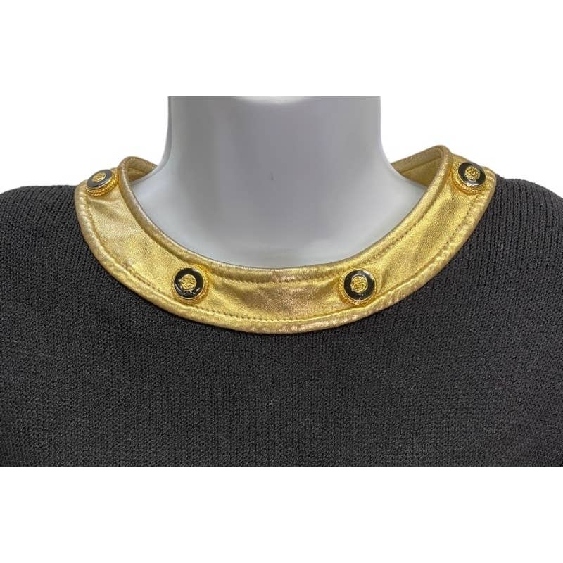 Vintage 90’s St. John Marie Gray Santana Knit Leather Trim Dress Size 12 - Premium from St. John - Just $199.00! Shop now at Finds For You