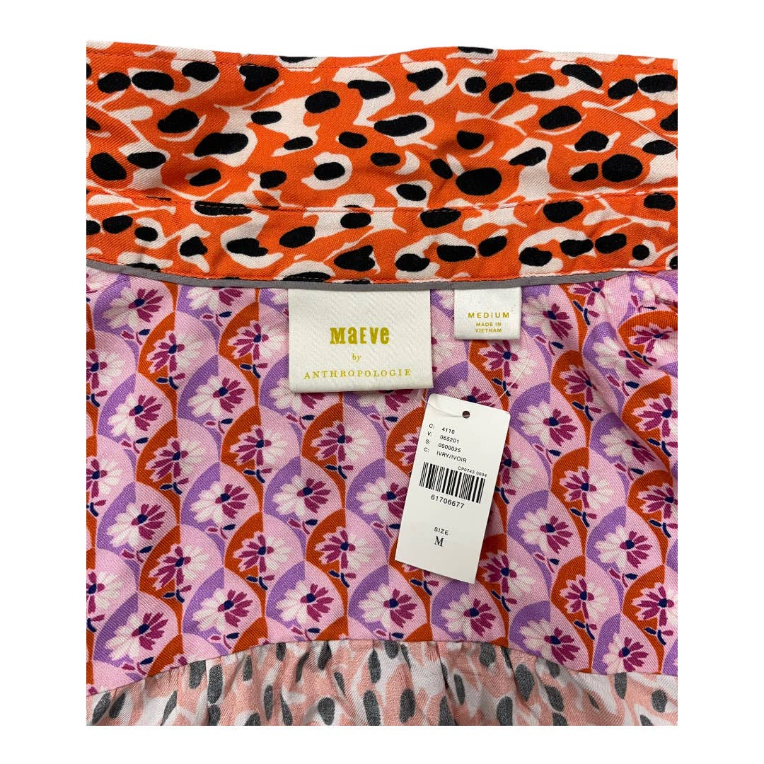 Anthropologie Contrast Button Down Blouse Top Patchwork Size Medium New - Premium from Anthropologie - Just $99.0! Shop now at Finds For You