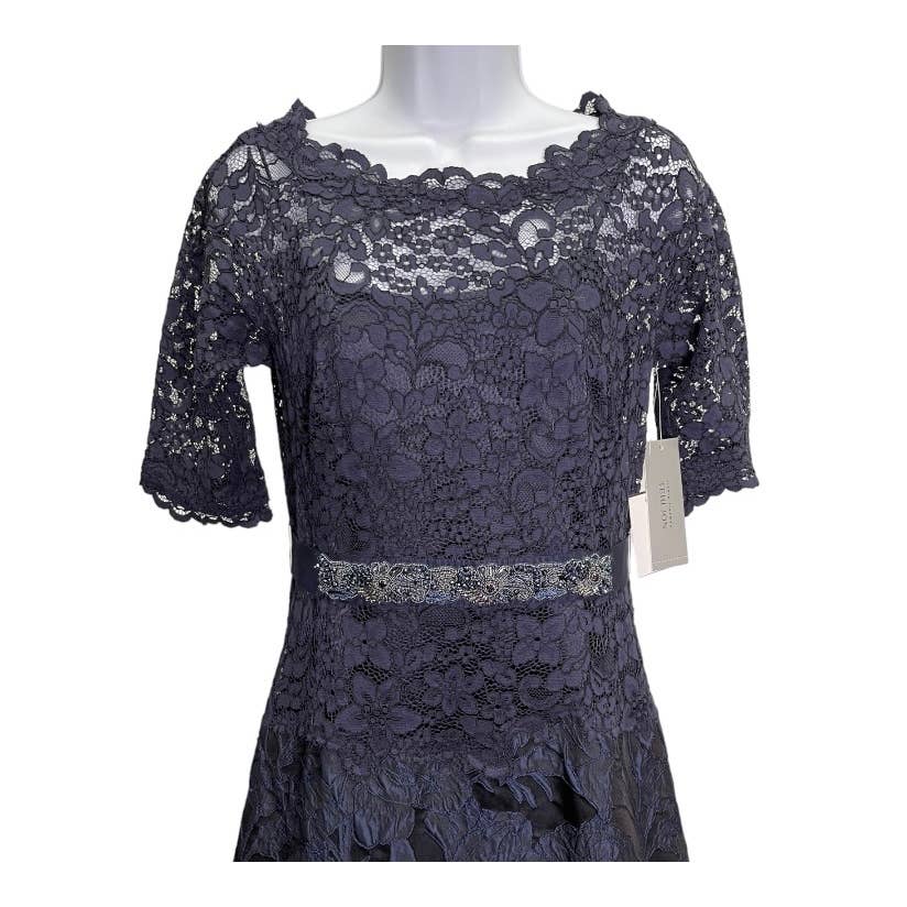 Teri John x Rickie Freeman Full Length Lace Gown Size 2 Navy New - Premium from Teri Jon - Just $468.0! Shop now at Finds For You