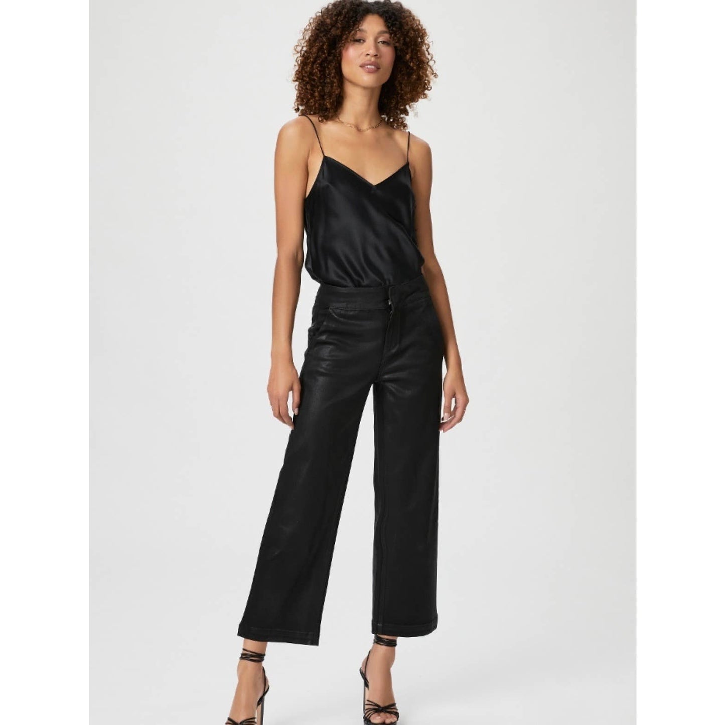 Paige Nellie Black Fog Luxe Cropped Wide Leg Jeans Pants Size 32 Coated - Premium from PAIGE - Just $199.0! Shop now at Finds For You