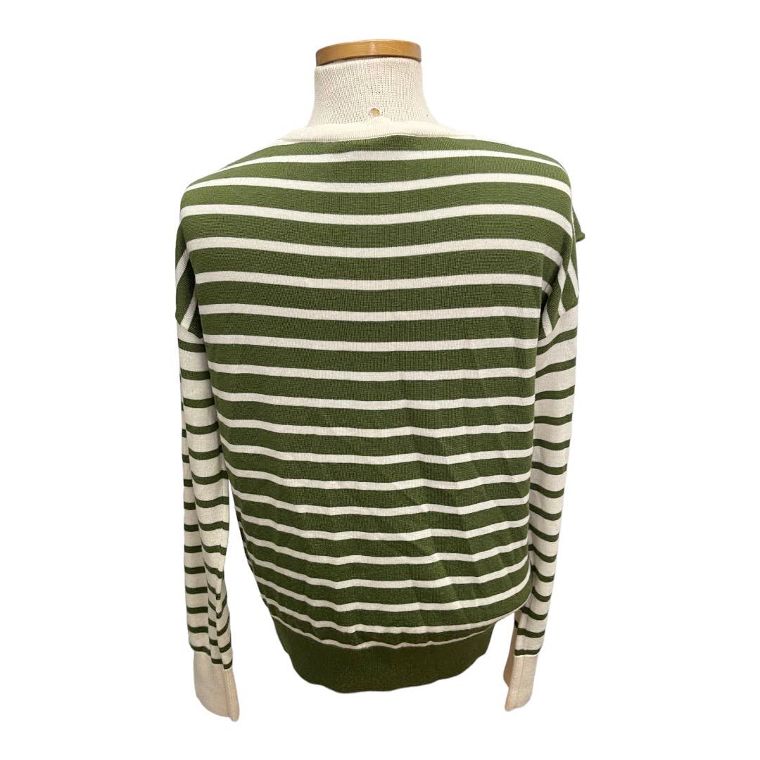 Veronica Beard Leni Tie Stripe Wool Sweater V Neck Size M - Premium from VERONICA BEARD - Just $175.0! Shop now at Finds For You