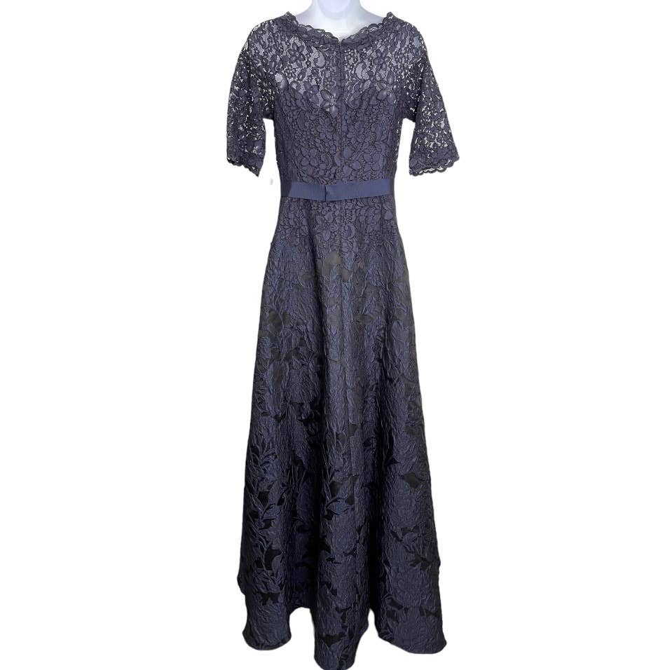 Teri John x Rickie Freeman Full Length Lace Gown Size 2 Navy New - Premium from Teri Jon - Just $468.0! Shop now at Finds For You