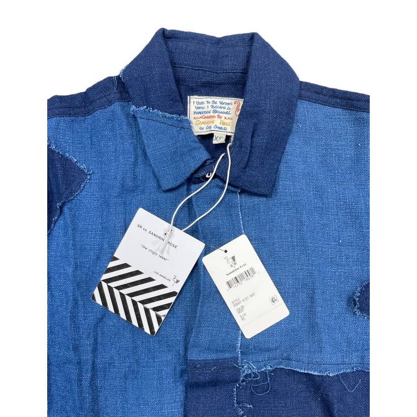 Free People x Sandrine Rose Patchwork Blouse Patchwork Denim Blue Size XS - Premium from Finds For You - Just $89.00! Shop now at Finds For You