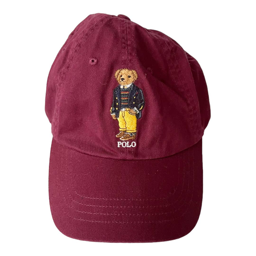 Polo Ralph Lauren Chino Embroidered Bear Baseball Cap Hat One Size Wine - Premium from Polo Ralph Lauren - Just $64.00! Shop now at Finds For You