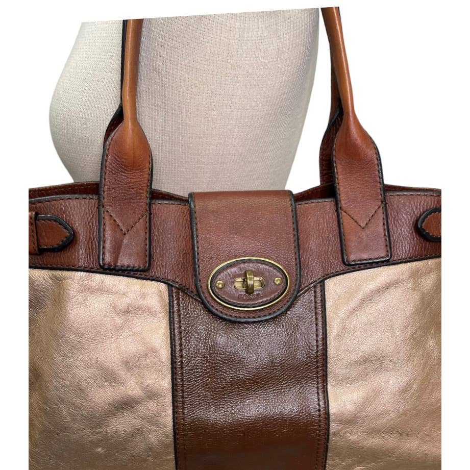 Fossil Vintage Reissue Rose Gold Leather Tote Handbag Leather - Premium from Fossil - Just $168.0! Shop now at Finds For You