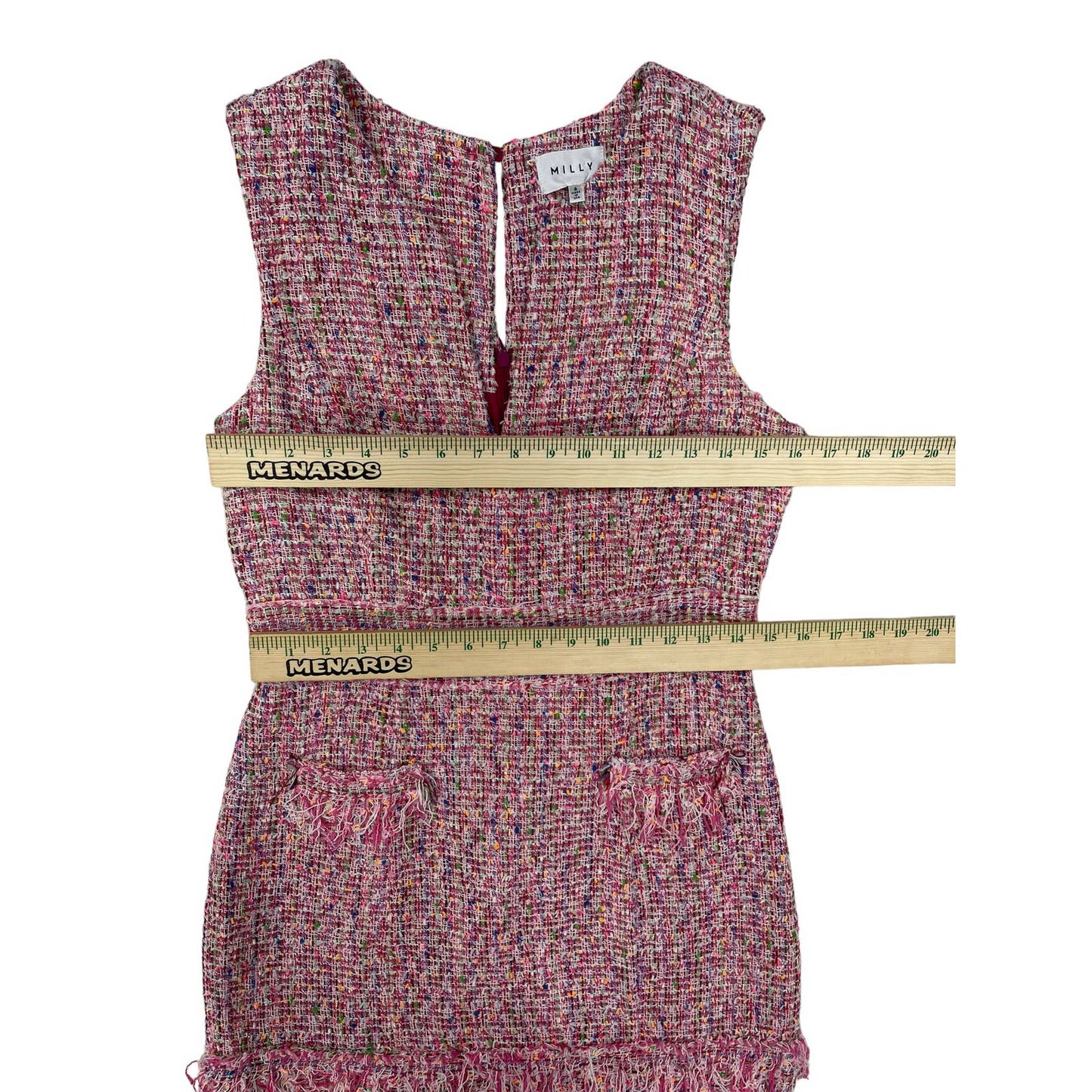 Milly Gabby Tweed Fringe Sleeveless Dress Size 6 Pink - Premium from MILLY - Just $139.0! Shop now at Finds For You