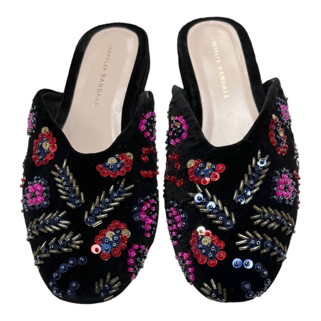 Loeffler Randall Quin Sequin Velvet Mules Flats Slides Shoes New 8 Black - Premium from Loeffler Randall - Just $132.0! Shop now at Finds For You