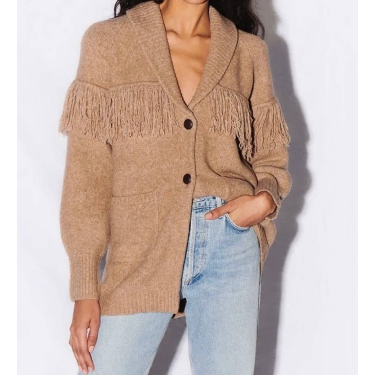 Anthropologie Saylor Janey Fringe Knit Button Front Cardigan Size Medium - Premium from Anthropologie - Just $149.0! Shop now at Finds For You