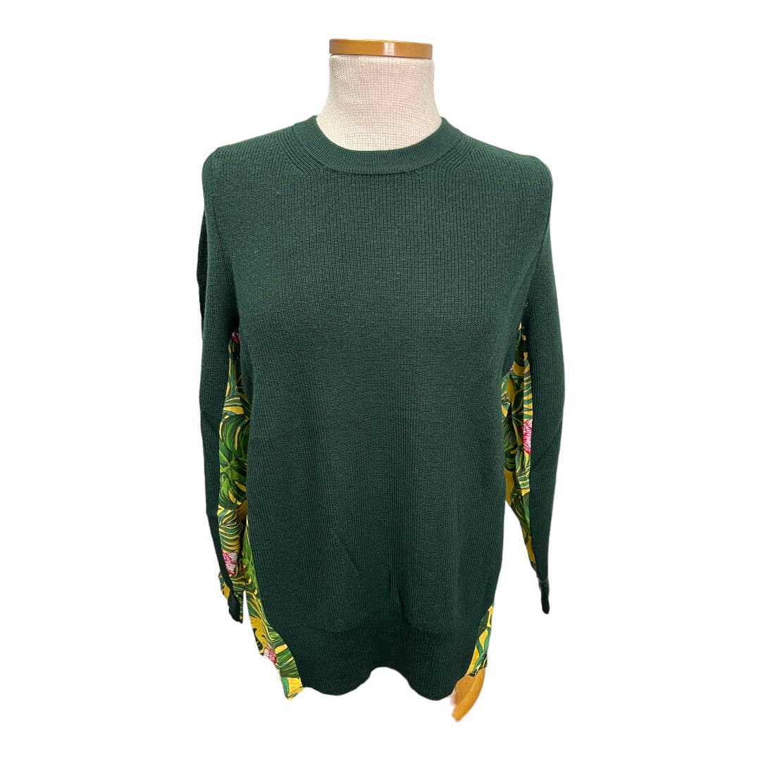 Sandrine Rose Mixed Media Tropical Print Wool Sweater Knit Oversized XS New - Premium from Sandrine Rose - Just $89.00! Shop now at Finds For You