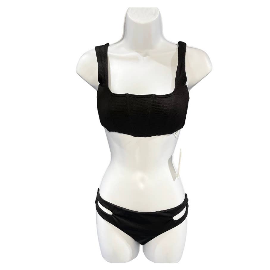 L*SPACE 2 Pc Set Odessa Corset Bikini Top Estella Bikini Bottom Black New - Premium from L*SPACE - Just $90.0! Shop now at Finds For You