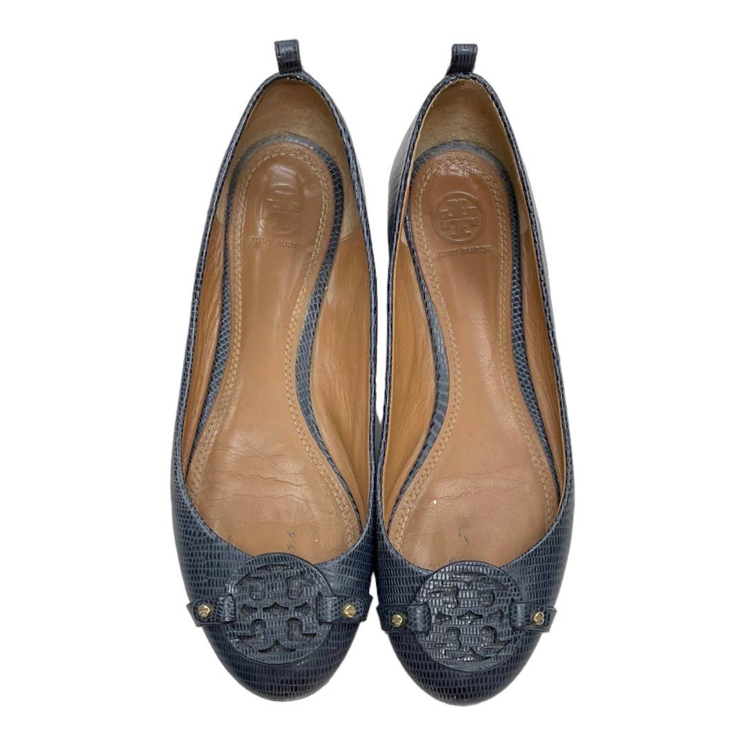 Tory Burch Mini Miller Ballet Flats Shoes Size 8.5 Navy Leather - Premium from Tory Burch - Just $149.0! Shop now at Finds For You