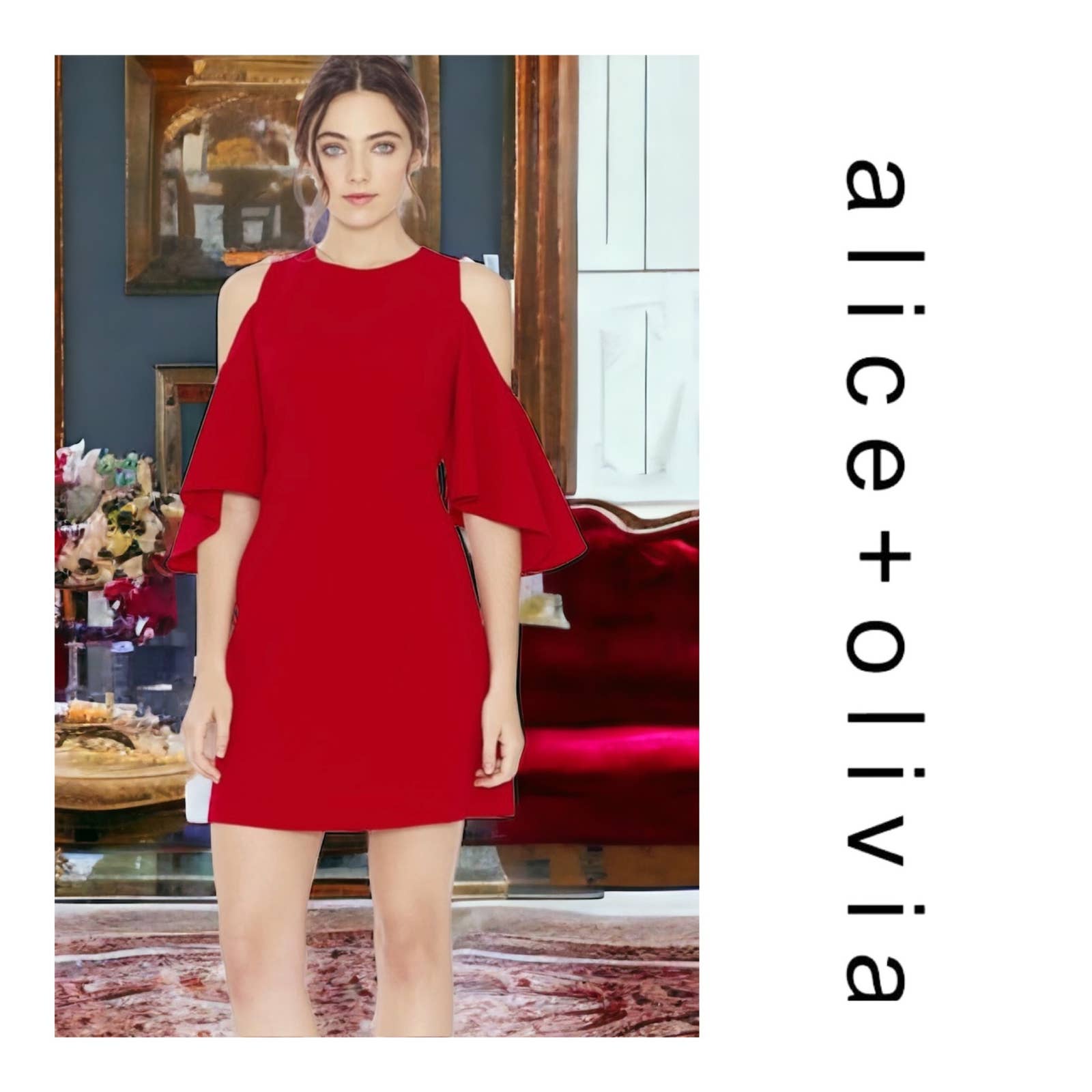 Alice + Olivia Ebony Cold Shoulder Red Dress Size 10 Finds For You Alice + Olivia Ebony Cold Shoulder Red Dress Size 10 Finds For You