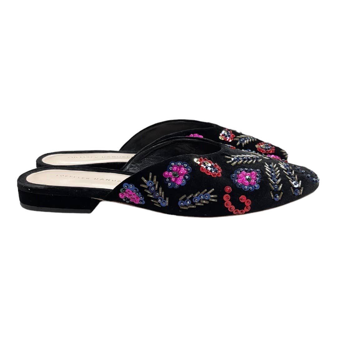 Loeffler Randall Quin Sequin Velvet Mules Flats Slides Shoes New 8 Black - Premium from Loeffler Randall - Just $132.0! Shop now at Finds For You