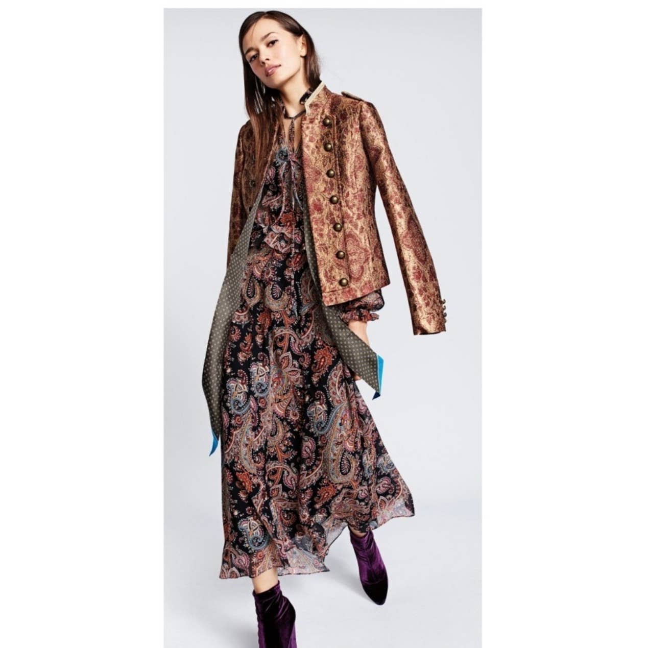 Banana Republic x Olivia Palermo High Low Paisley Silk Dress Size L - Premium from Banana Republic - Just $129.0! Shop now at Finds For You