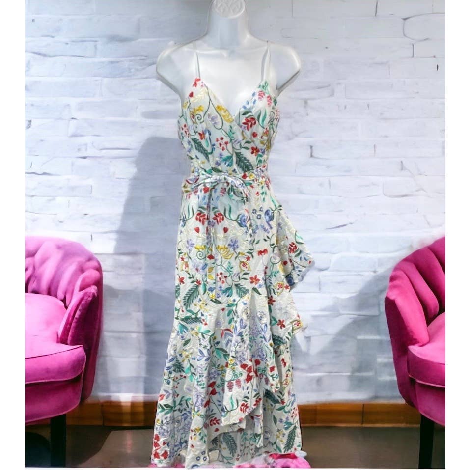 Dress The Population Salome Embroidered Wrap Midi Dress Size XS New - Premium from Dress The Population - Just $179! Shop now at Finds For You