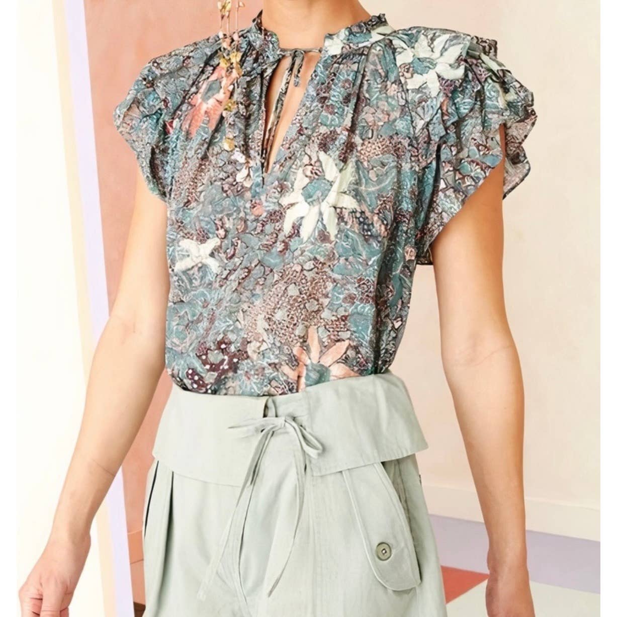 Ulla Johnson Cotton Blend Floral Flutter Dara Top Blouse Size 8 - Premium from Ulla Johnson - Just $139.0! Shop now at Finds For You