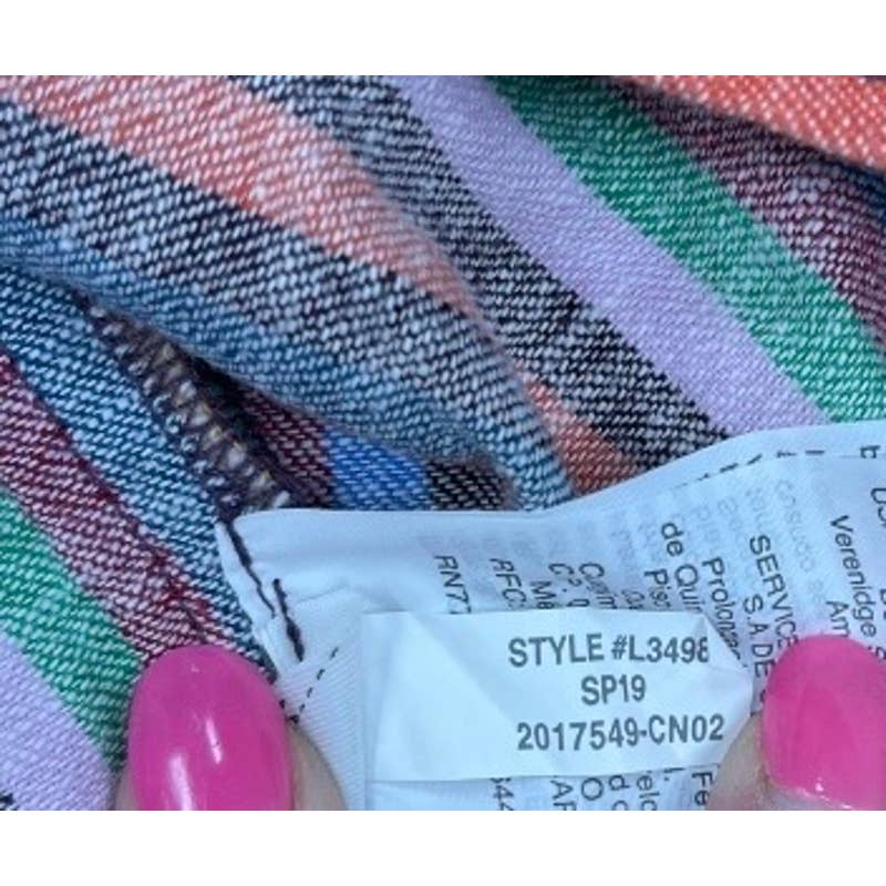 Madewell Linen Blend Overlay Rainbow Striped Midi Skirt Size S - Premium from Madewell - Just $59.0! Shop now at Finds For You