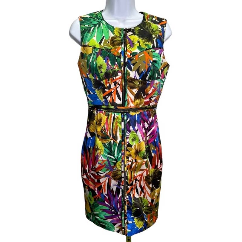 Milly Angular Tropical Print Sleeveless Pencil Dress Colorful Size 4 New - Premium from MILLY - Just $179.0! Shop now at Finds For You