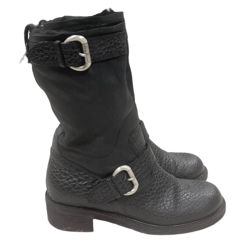 Giuseppe Zanotti Fur Lined Moto Boots Leather Size 40.5 10.5 - Premium from Giuseppe Zanotti - Just $179.0! Shop now at Finds For You
