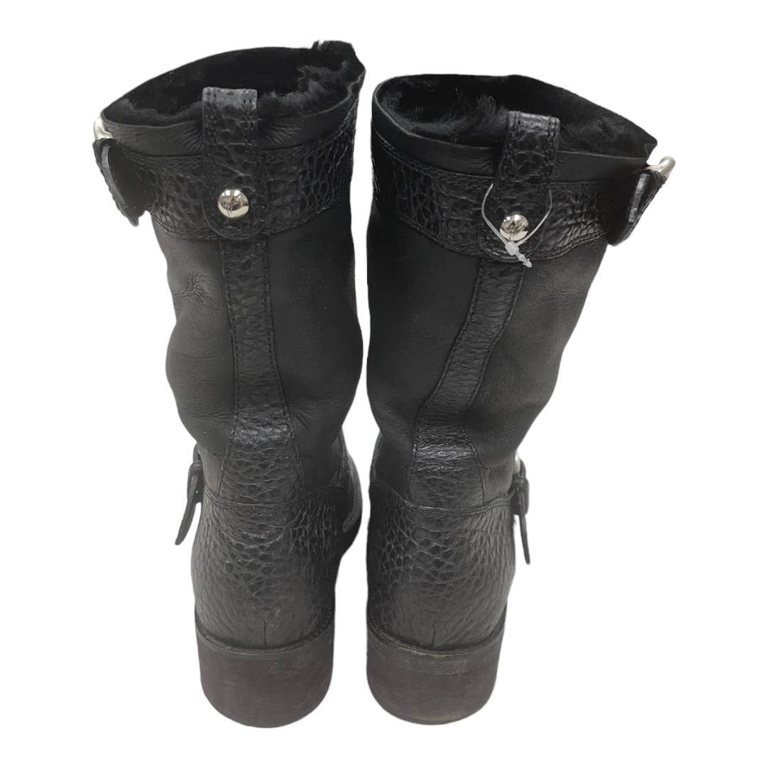 Giuseppe Zanotti Fur Lined Moto Boots Leather Size 40.5 10.5 - Premium from Giuseppe Zanotti - Just $179.0! Shop now at Finds For You